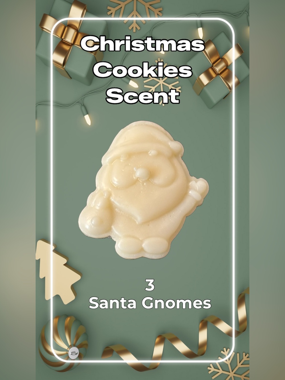 3 Handcrafted Santa Gnome Wax Melts in Christmas Cookies Scent
